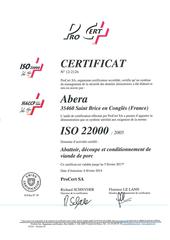 CERTIFICAT ISO 22000